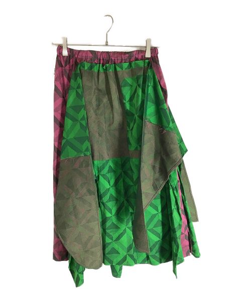 A・POC（エーポック）A・POC (エーポック) 2トーンメタリックデザインスカート グリーン×ピンク サイズ:2の古着・服飾アイテム