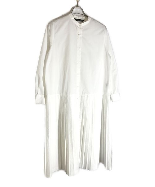 mizuiro-ind（ミズイロインド）mizuiro-ind (ミズイロインド) ノーカラーシャツワンピース ホワイト サイズ:FREEの古着・服飾アイテム