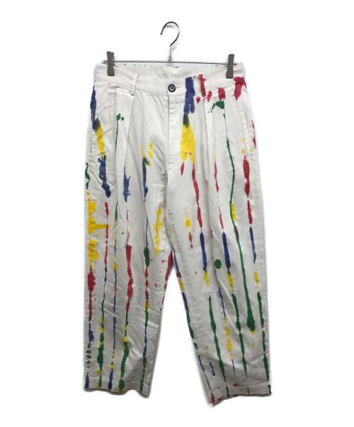 PATS PANTS（パッツパンツ）PATS PANTS (パッツパンツ) ペイントワークパンツ ホワイト×マルチカラー サイズ:Mの古着・服飾アイテム