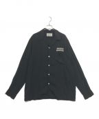 WACKO MARIAワコマリア）の古着「ロゴ刺繍オープンカラーシャツ 50s SHIRT L/S TYPE-3」｜ブラック