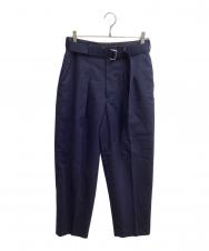 MARKAWARE (マーカウェア) FRONT PLEATED PEGTOP ORGANIC WOOL TROPICAL スラックス ネイビー サイズ:2