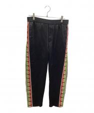 GUCCI (グッチ) サイド ロゴ ライン トラックパンツ ブラック サイズ:48
