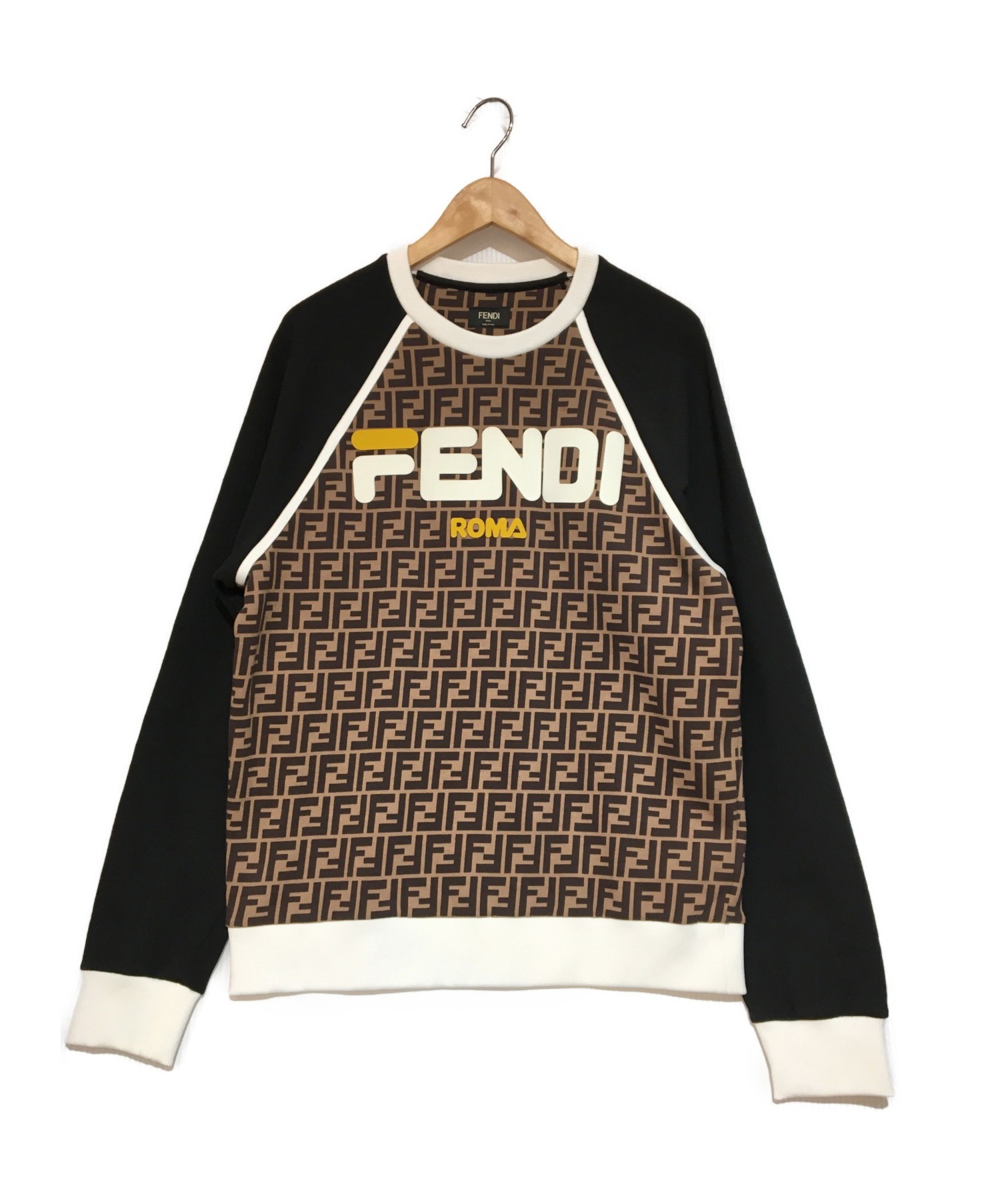 FENDI (フェンディ) FENDI MANIA FF LOGO SWEAT フェンディマニア ロゴ スウェット ブラウン サイズ:M