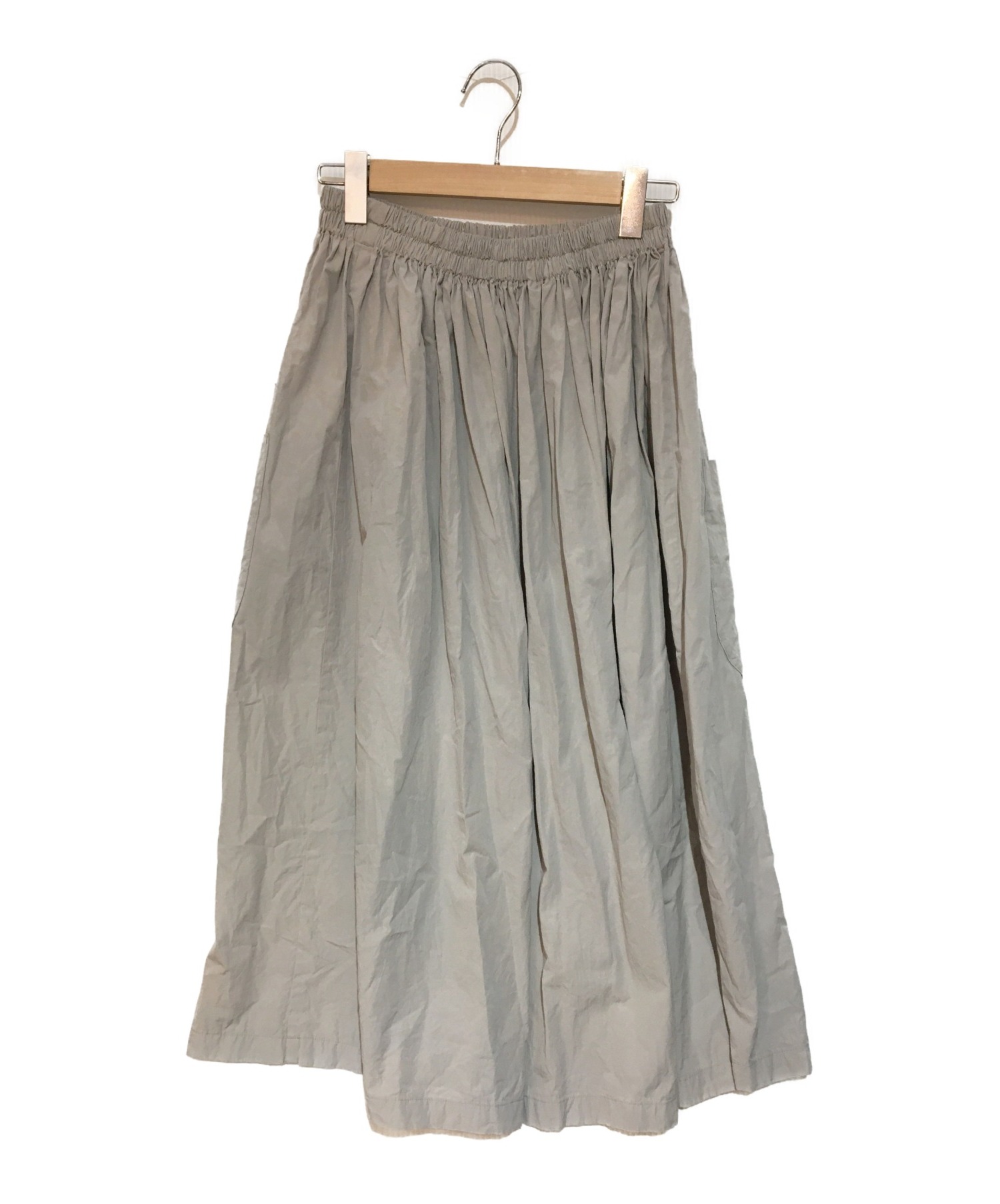 homspun (ホームスパン) コンパクトウェザーダブルポケットギャザースカート グレー サイズ:M
