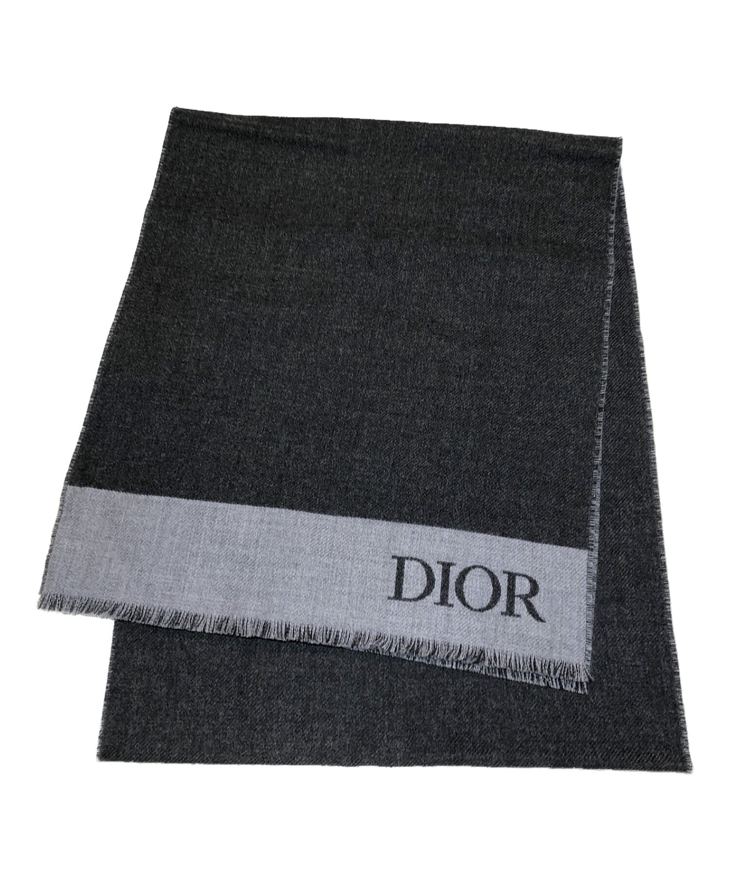 Christian Dior (クリスチャン ディオール) DIOR ロゴマフラー グレー 未使用品