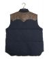 SUGAR CANE (シュガーケーン) Nylon Cotton Leather YOKE DOWN Vest/ナイロンコットンレザーヨークダウンベスト ネイビー サイズ:M：5800円