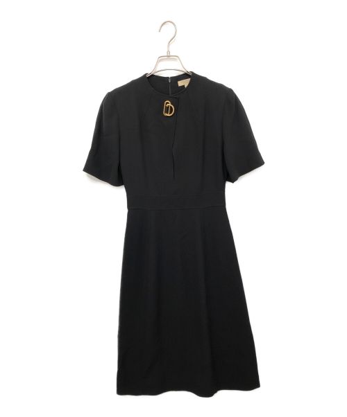 BURBERRY LONDON（バーバリー ロンドン）BURBERRY LONDON (バーバリー ロンドン) Silk wool blend half sleeves dress ブラック サイズ:2の古着・服飾アイテム