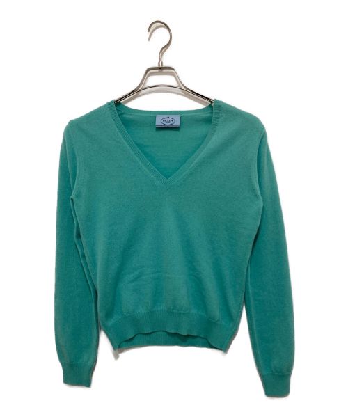 PRADA（プラダ）PRADA (プラダ) カシミヤVネックセーター ブルー サイズ:40の古着・服飾アイテム