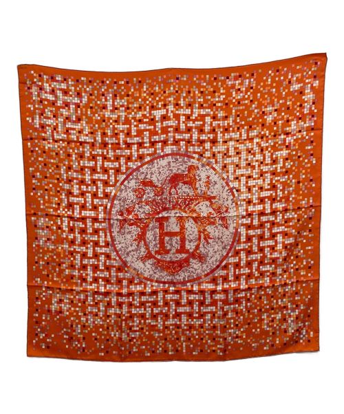 HERMES（エルメス）HERMES (エルメス) カレ90シルクスカーフ「モザイク24」 オレンジの古着・服飾アイテム