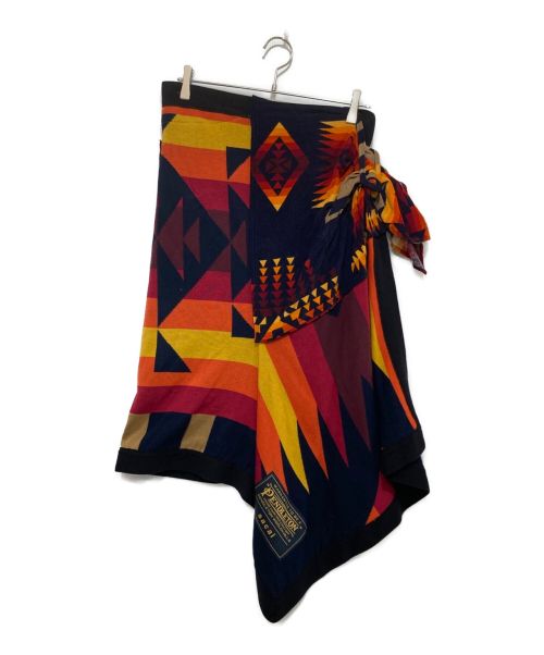 sacai（サカイ）sacai (サカイ) PENDLETON (ペンドルトン) ネイティブ柄ラップスカート レッド×ネイビー サイズ:1の古着・服飾アイテム