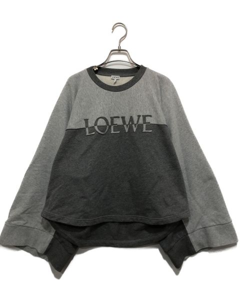 LOEWE（ロエベ）LOEWE (ロエベ) ビッグスリーブロゴスウェット グレー サイズ:Mの古着・服飾アイテム