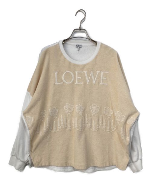 LOEWE（ロエベ）LOEWE (ロエベ) パイル切替ロゴスウェット ホワイト サイズ:Sの古着・服飾アイテム