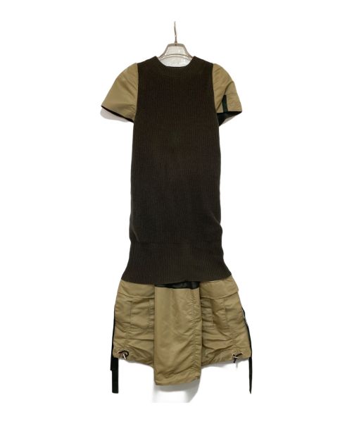 sacai（サカイ）sacai (サカイ) ドッキングニットワンピース ベージュ サイズ:SIZE2の古着・服飾アイテム