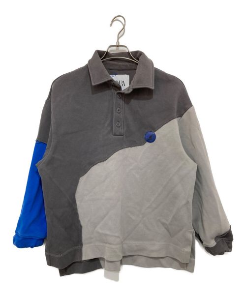 ZARA（ザラ）ZARA (ザラ) ADER error (アーダーエラー) パッチワークポロシャツ グレー サイズ:Mの古着・服飾アイテム