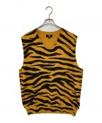 stussyステューシー）の古着「Tiger Printed Sweater Vest」｜オレンジ