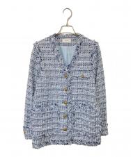 ORGUE (オルグ) Tweed fringe 2way jacket ツイードフリンジツーウェイジャケット 2403-ORG-FMD0001 ブルー サイズ:3