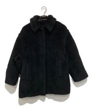 MaxMara (マックスマーラ) テディベアショートコート 108605136 アルパカ シルク ブラック サイズ:36