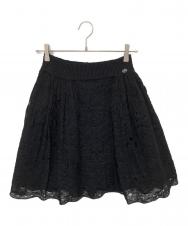 CHANEL (シャネル) ココマークボタン レースニットスカート P45363K04769 ブラック サイズ:44