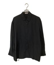 ATON (エイトン) KYOTO TSURIZOME SILK OVERSIZED SHIRT キョウト ツリゾメ シルク オーバーサイズ シャツ BLAGSM0304 ブラック サイズ:4