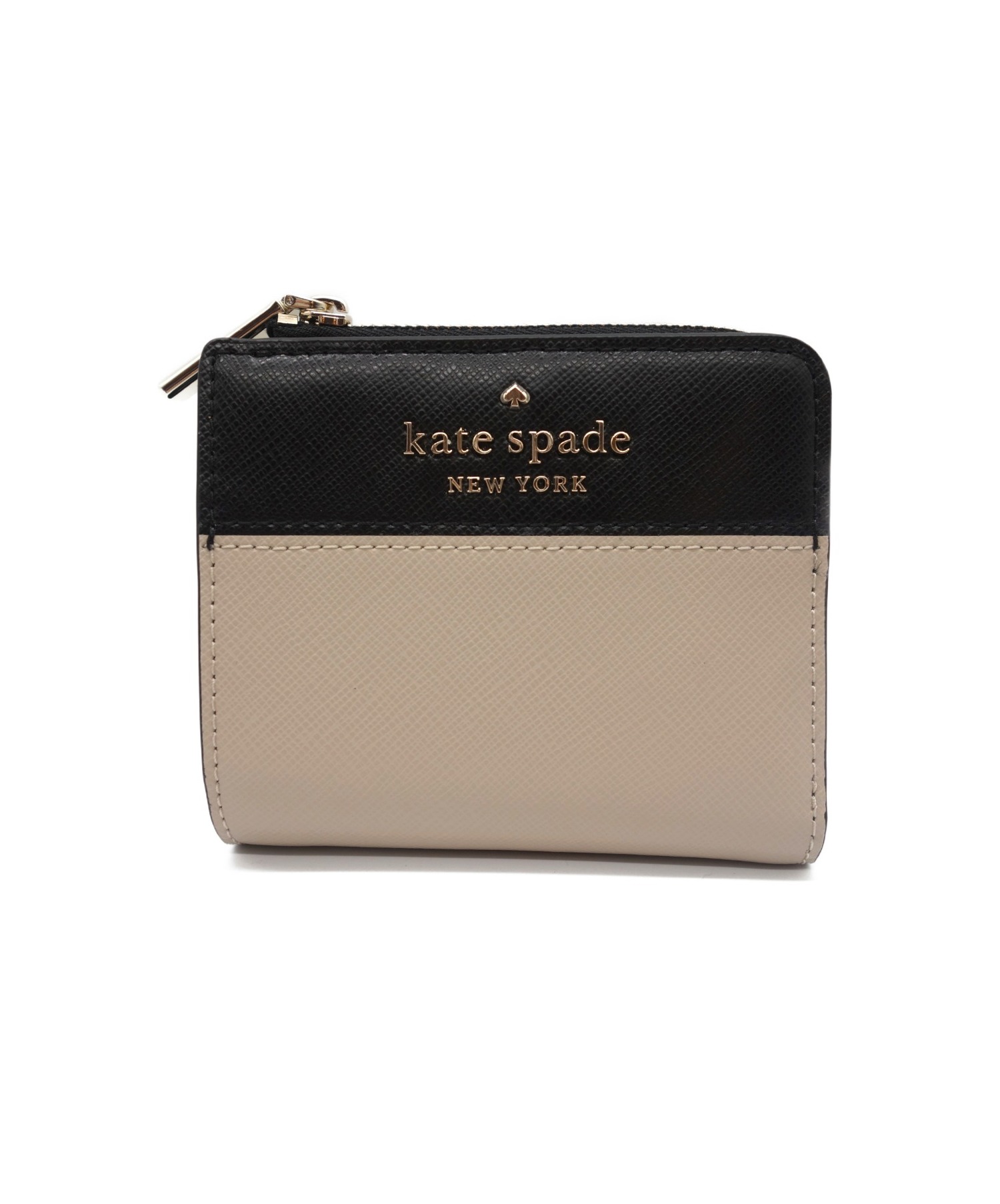 【中古・古着通販】Kate Spade (ケイトスペード) 2つ折り財布 ベージュ×ブラック WLR00121｜ブランド・古着通販 トレファク