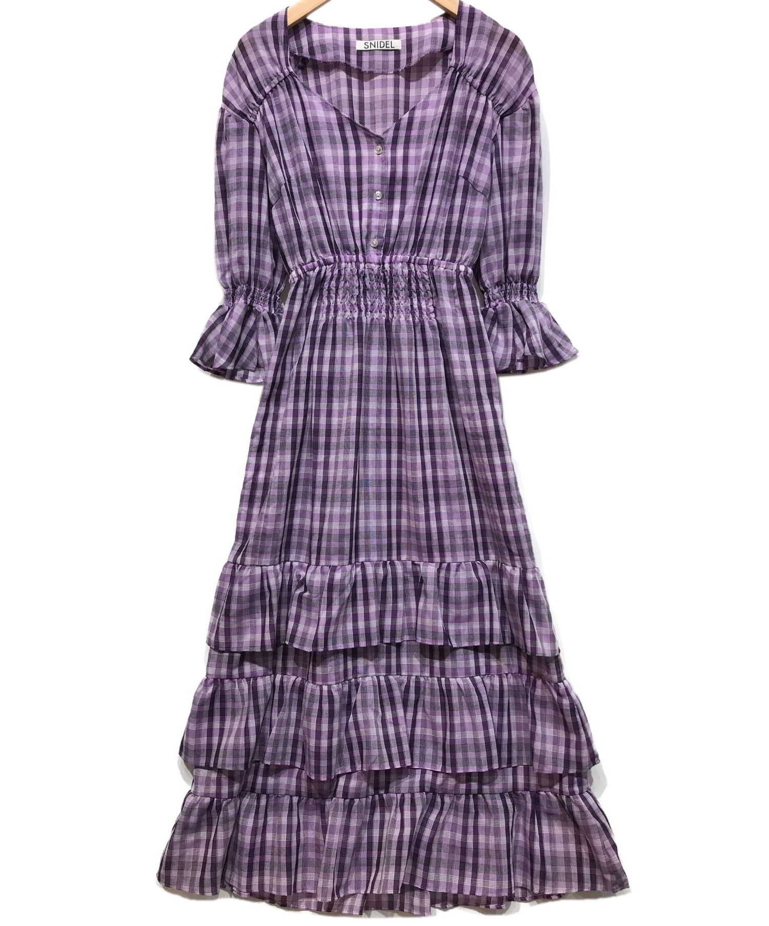 中古 古着通販 Snidel スナイデル チェックシアーティアードワンピース パープル Swfo ブランド 古着通販 トレファク公式 Trefac Fashion 中古 古着通販 Snidel スナイデル チェックシアーティアードワンピース パープル Swfo ブランド 古着通販 トレファク公式 Trefac Fashion