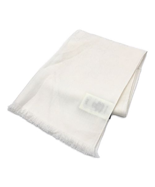 GUCCI（グッチ）GUCCI (グッチ) ウールシルクモノグラムスカーフ / Wool Silk Monogram Scarf ホワイト サイズ:45×180の古着・服飾アイテム
