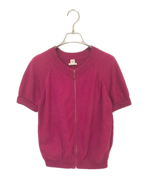 HERMES（エルメス）HERMES (エルメス) シルクブレンドニットジャケット ピンク サイズ:38の古着・服飾アイテム