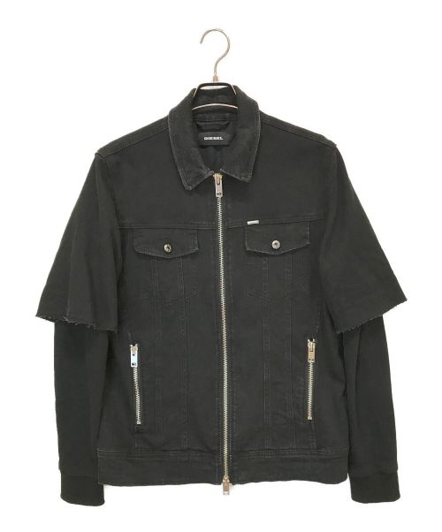 DIESEL（ディーゼル）DIESEL (ディーゼル) レイヤードデニムジャケット ブラック サイズ:Lの古着・服飾アイテム
