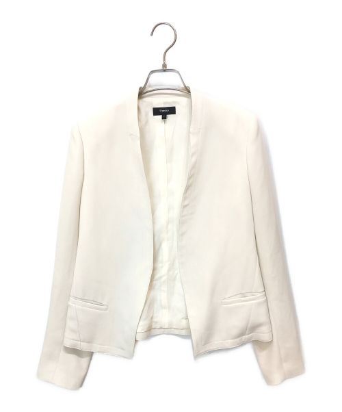 theory（セオリー）theory (セオリー) SYNTHETIC CREPEノーカラージャケット ホワイト サイズ:2の古着・服飾アイテム