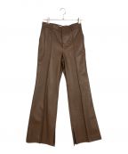 LE CIEL BLEUルシェルブルー）の古着「Faux Leather Flared Pants」｜ブラウン