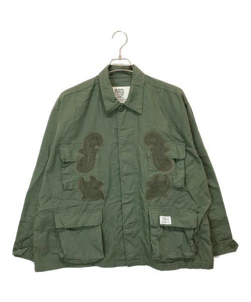 elephant TRIBAL fabrics（エレファントトライバルファブリックス）elephant TRIBAL fabrics (エレファントトライバルファブリックス) Code Embroidery BDU Jacket オリーブ サイズ:Mの古着・服飾アイテム