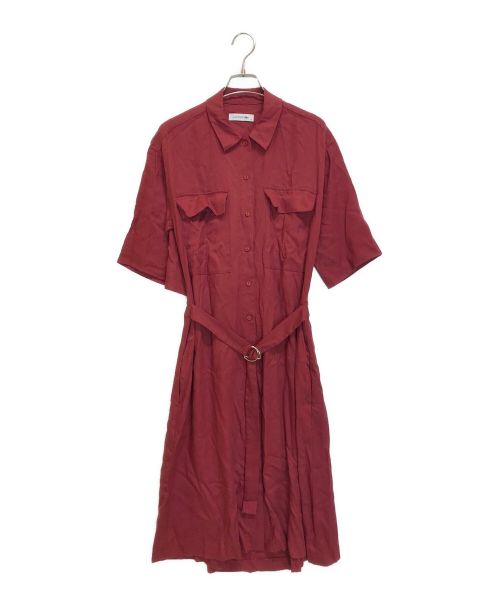 LACOSTE（ラコステ）LACOSTE (ラコステ) ベルト付き ピケ シャツドレス レッド サイズ:36の古着・服飾アイテム