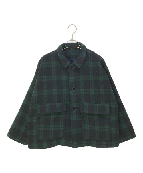 ichi（イチ）ichi (イチ) ウール混起毛チェックジャケット グリーン サイズ:-の古着・服飾アイテム
