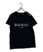 BALMAINバルマン）の古着「金釦デザインロゴカットソー」｜ブラック
