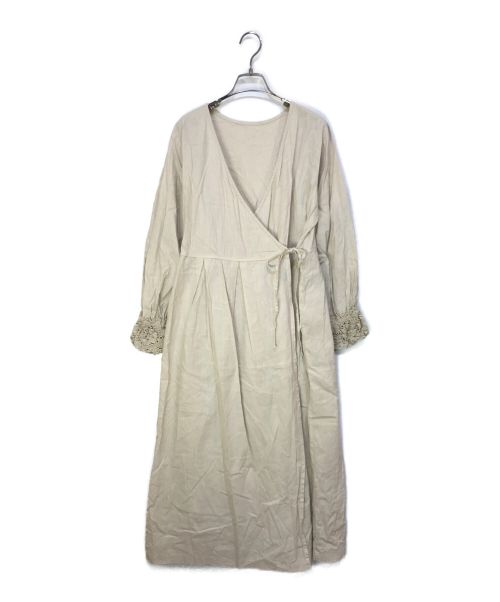 nest Robe（ネストローブ）nest Robe (ネストローブ) レースフレアスリーブカシュクールドレス ベージュ サイズ:Fの古着・服飾アイテム