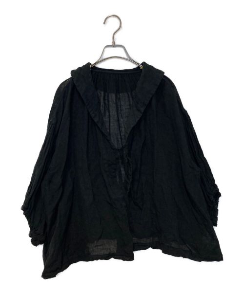 nest Robe（ネストローブ）nest Robe (ネストローブ) リネンガーゼレース紐スモックブラウス ブラック サイズ:FREEの古着・服飾アイテム