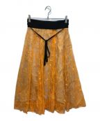 Mame Kurogouchiマメクロゴウチ）の古着「Lace Pleated Skirt スカート」｜ブラック×オレンジ
