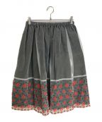 tricot COMME des GARCONSトリココムデギャルソン）の古着「フラワー刺繍スカート」｜グレー