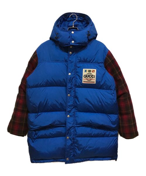 GUCCI（グッチ）GUCCI (グッチ) oversized padded coat ブルー×レッド サイズ:48の古着・服飾アイテム