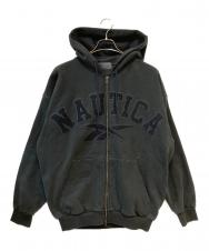 REEBOK (リーボック) NAUTICA (ノーティカ) FREAK'S STORE (フリークスストア) アーチロゴ ピグメント ヘビーウェイト ジップアップ フーディー グレー サイズ:L