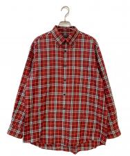 BURBERRY LONDON (バーバリーロンドン) ボタンダウンチェックシャツ レッド サイズ:L