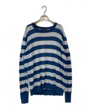 DOLCE & GABBANA (ドルチェ＆ガッバーナ) コットンボーダーニット ブルー×グレー サイズ:52