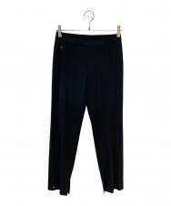 LEONARD FASHION (レオナールファッション) 裾ラインストーンスリットパンツ ブラック サイズ: 38