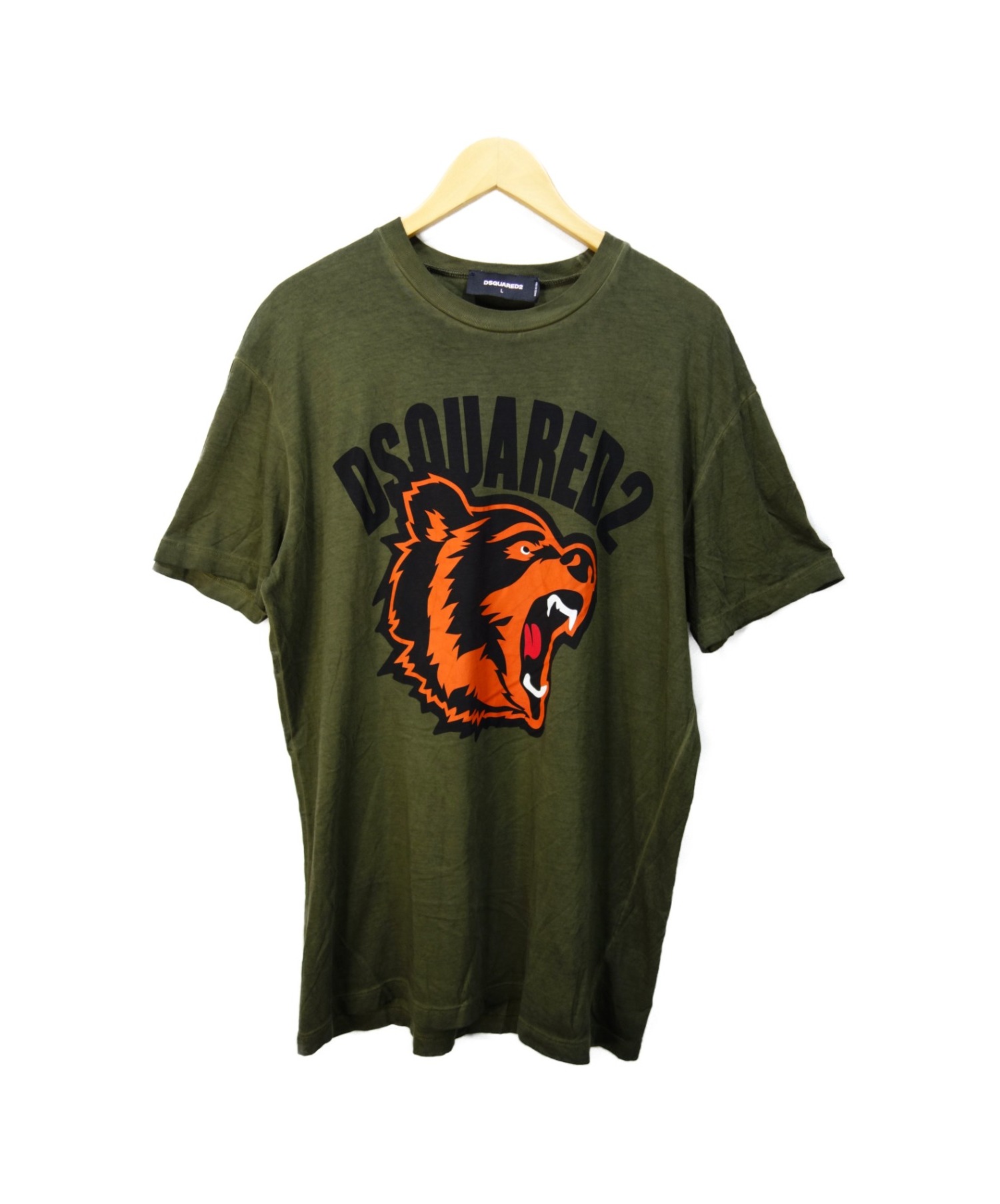 DSQUARED2 (ディースクエアード) タイガープリントTシャツ オリーブ サイズ:L S74GD0584 S21600