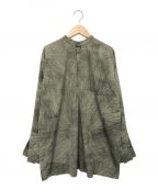 CLANE（）の古着「RADIAL LINE DOUBLE FACE BLOUSE」｜グリーン