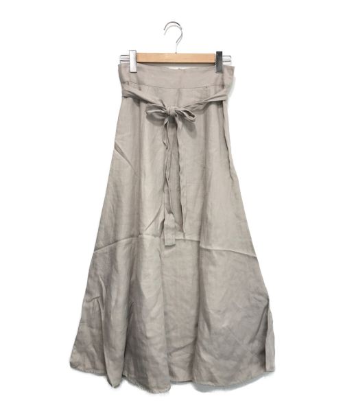 CHAOS（カオス）Chaos (カオス) フリーリボンリネンロングスカート ライトグレー サイズ:36の古着・服飾アイテム