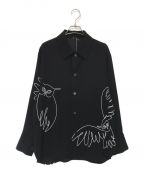 BASILE 28（バジーレ28）の古着「フクロウ刺繍シャツ」｜ブラック