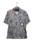 PAUL SMITHポールスミス）の古着「ペインテッドプレートプリント シャツ/半袖シャツ」｜ブルー