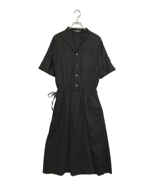 HAVERSACK（ハバーサック）HAVERSACK (ハバーサック) スタンドカラー ハーフスリーブワンピース ブラックの古着・服飾アイテム
