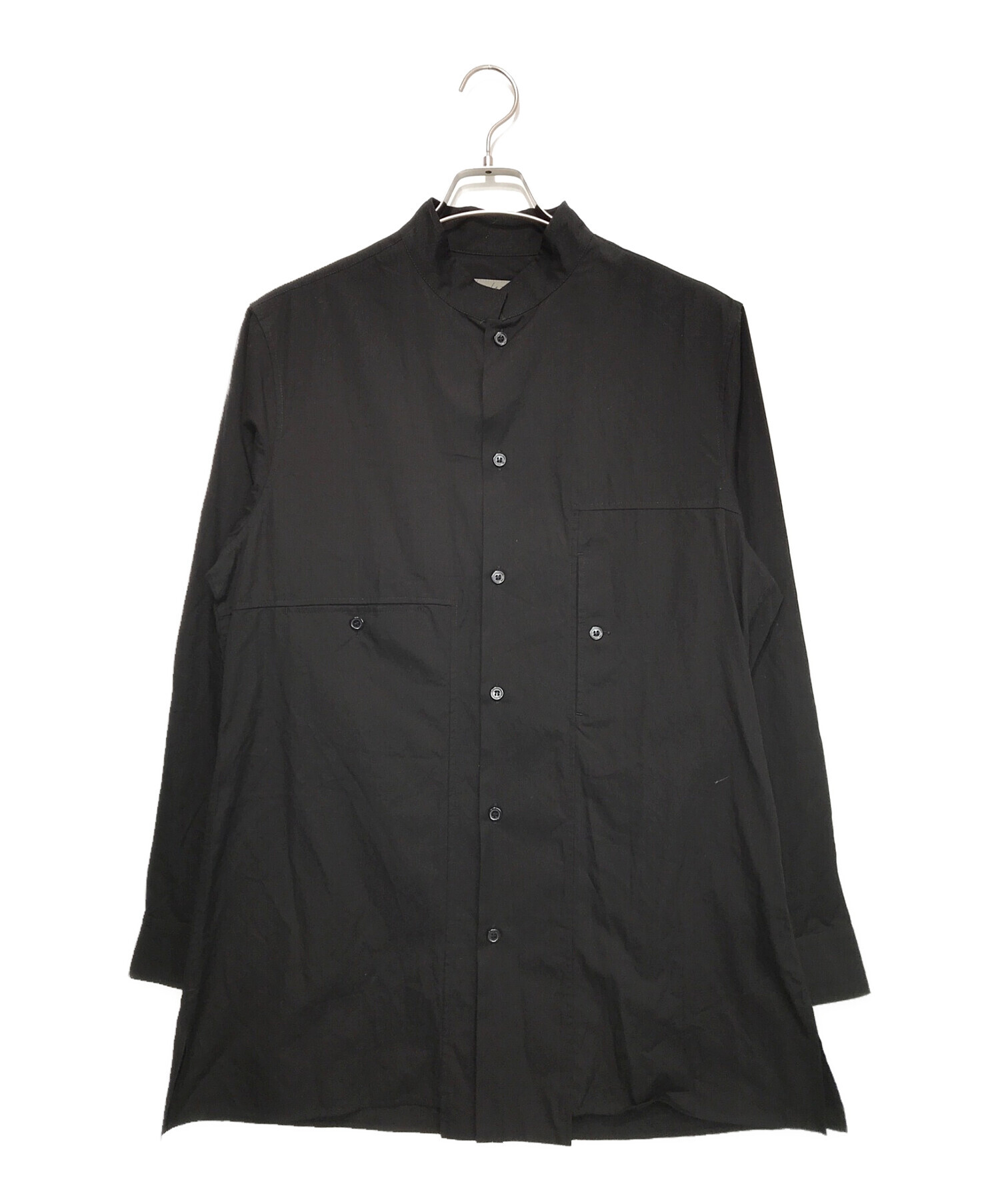 YOHJI YAMAMOTO (ヨウジヤマモト) スタンドカラーシャツ ブラック サイズ:3